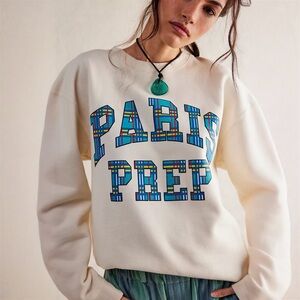 Free People x Firstport Paris Prep Plaid Graphic Crewneck Sweatshirt